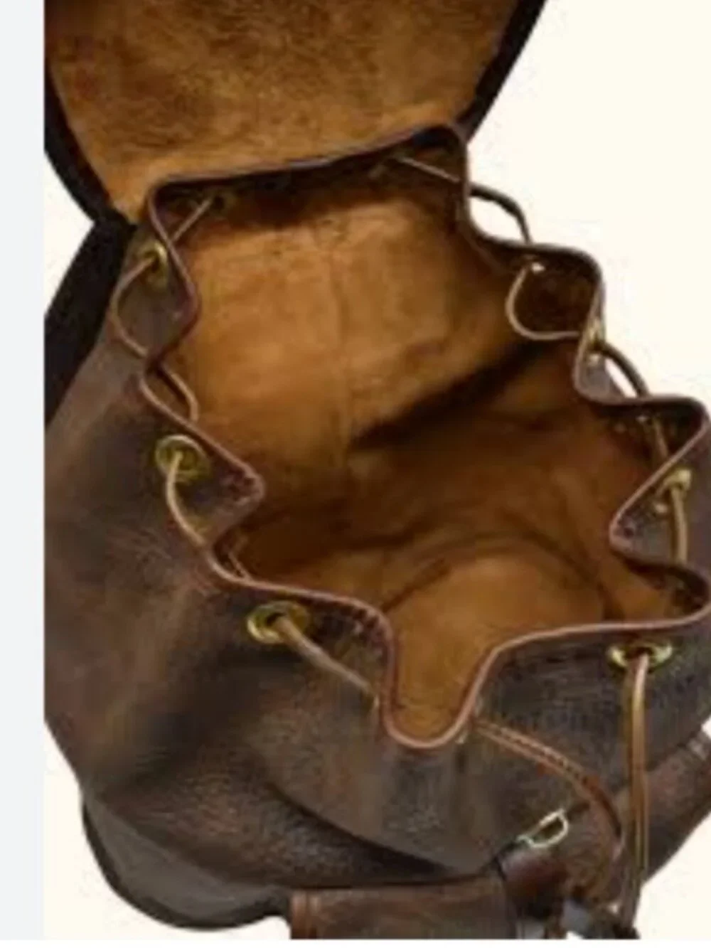 Tanner's Alley Leather Shop 100% Pebbled Leather Rucksack Backpack #455 Travel